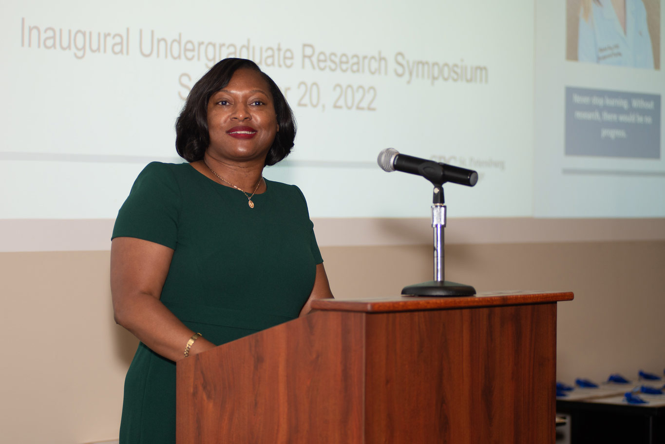 woman at podium